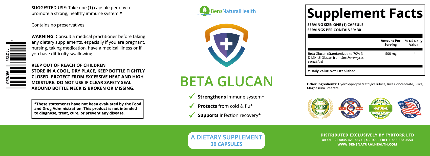 Beta Glucan supplement facts